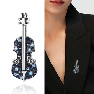 Broches Violon en Émail et Strass de Luxe pour Femme, Bijoux Fantaisie Élégants, Épingles de Vêtement, Badges d'Équipement Musical, Cadeaux pour Amies - Product Image 2