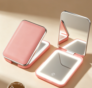 new developed in 2026 super mini Rechargeable Double-Sided Pocket <b>LED</b> 1x 3x Magnifying <b>Mirror</b> Folded Design for Travel Makeup - Product Image 1