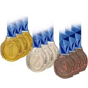 JINZUN, venta directa de fábrica, aleación de Zinc chapado en oro, Número 1, 2, 3, medalla, venta completa, medallas deportivas chapadas, Medalla personalizada con cinta - Product Image 1
