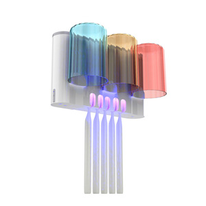 Uv Sterilizing <b>Toothbrush</b> <b>Holder</b> Wall Mounted Plastic With Cup Storage For Bathroom Family Use - Product Image 2