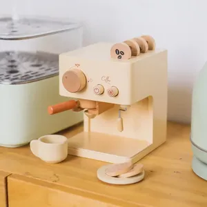Mainan mesin kopi kayu anak-anak, mainan montesori prasekolah bermain peran