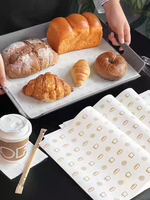 Feuilles de papier sulfurisé personnalisées imprimées quadricolore en offset, emballage alimentaire en pâte recyclée pour pain, gâteaux, pâtisseries et snacks