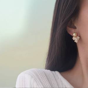 WENCHI DIY Accessoires de perles 10878 Boucles d'oreilles en argent S925 avec plateau vide pour perles rondes de 8-12mm, bijoux en cristal en forme de feuille, Chine - Product Image 4