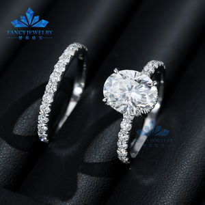 Fabriek Custom 10K 14K 18K Massief Goud 4ct Ovale Moissanite Verborgen Halo Verlovingsring Set Met D Kleur Gra Gecertificeerd Voor Feest - Product Image 5