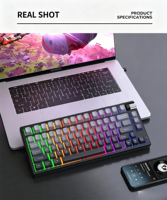Clavier mécanique sans fil RGB à profil bas GK75 75 % (75 pour cent) tri-mode, compatible double système, pour ordinateur portable de gaming