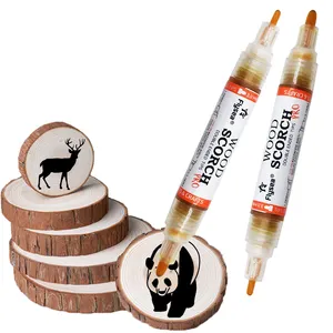 Flyesea Dual Tip Scorch Marker Non Toxic Chemical Wood Burning Pen Heat Sensitive Scorch Marker 1.0mm 3.0mm