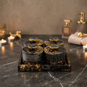 Juego de Frascos para Especias de Resina Epoxi de Lujo Moderno, Cilindro Marmoleado Negro y Dorado de 250 ml, Tapas de Plástico Herméticas, Botellas de Almacenamiento para Cocina - Product Image 1
