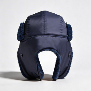 Men's Navy Blue Trapper <b>Hat</b> with Bear Embroidery, Faux Fur Lined Winter Aviator <b>Hat</b>, Windproof Ski <b>Hat</b> for Cold Weather - Product Image 6