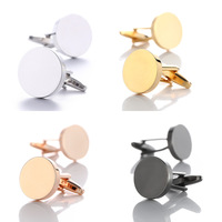 Échantillon gratuit Haute Qualité Hommes Style Métal En Acier Inoxydable Simple Personnalisé Brillant 18MM 20MM Boutons De Manchette Rond Bouton De Manchette Blanc