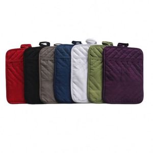 Black 100% Cotton Traditional Oven Mitts Pot Holder Pocket Heat Resistant Eco-Friendly Washable 18X23cm for <b>Microwave</b> Grill Use - Product Image 4