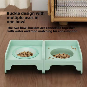 Comedero Plegable Redondeado Ecológico para Mascotas, Mesa de Comedor Desmontable y Enlazable para Perros y Gatos, con Tazón de Cerámica para Agua y Comida - Product Image 3