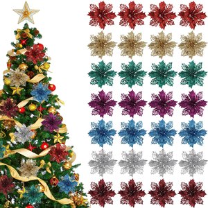 Flores Navideñas Artificiales Guanyi, Decoraciones de Flor de Pascua Brillantes de Colores Mezclados para Decoración de Fiestas, Hogar y Bodas - Product Image 2