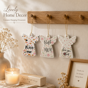 Ornement suspendu en céramique personnalisé en forme d'ange pour <span class=keywords><strong>maman</strong></span>, cadeau personnalisé pour la fête des mères, décoration intérieure, impression UV, OEM ODM - Product Image 2