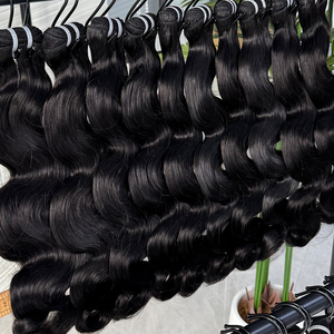 Vietnam <b>Body</b> <b>Wave</b> Hair Bundles Natural Black Soft Wavy Human Hair Double Weft Thick Full Hair Extensions For Wholesale - Product Image 1
