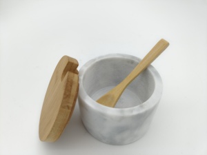 Salero y Azucarero de Mármol con Tapa de Bambú, Contenedor de Especias Estilo Americano con Conservación de Frescura para la Cocina del Hogar - Product Image 2