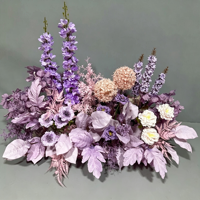 Décoration de centre de table en forme de candélabre floral en soie faite à la main, fleurs artificielles violettes, décoration pour la Saint-Valentin, vente en gros