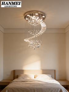 Lámpara Colgante de Estilo Europeo para Escaleras de Villa, Doble Altura, para Sala de Estar, Cristal en Espiral, Romántica, Decorativa, para Restaurante, Mediana/Larga - Product Image 4