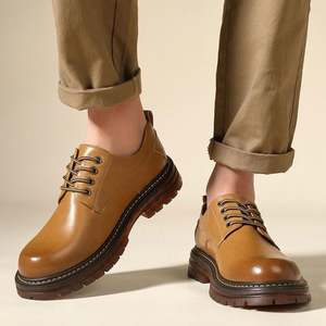 <span class=keywords><strong>Bottes</strong></span> courtes en cuir pour hommes, style Doc, épaisses et noires, en cuir véritable - Product Image 1