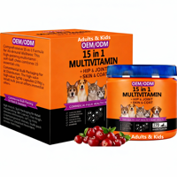 Complément multivitaminé 15-en-1 à croquer pour chiens et chats – Soutien immunitaire quotidien, absorption rapide, santé digestive, sans céréales, toutes races, sûr, 2,5 g