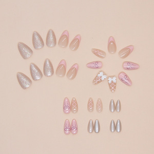 <span class=keywords><strong>Patch</strong></span> pour ongles Sweet Pink Fake <span class=keywords><strong>Nail</strong></span> Bow Amovible Solid Color Ins Style Wear <span class=keywords><strong>Nail</strong></span> <span class=keywords><strong>French</strong></span> Manicure - Product Image 3