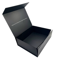 Boîte cadeau rigide en carton noir mat avec fermeture magnétique, logo personnalisé, emballage en papier pliable avec couvercle pour emballage cadeau