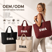 Tas Tote Kanvas Katun Logo Kustom Kapasitas Besar Ramah Lingkungan Tahan Lama Tas Belanja Grosir Multiwarna