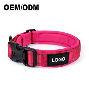 도매 소량 주문 가능 반사 나일론 개 목줄 조절 가능한 패딩 퀵 릴리즈 대형견용 내구성 강한 목줄 - Product Image 1