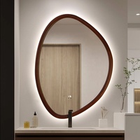 Miroir mural de haute qualité en bois massif avec cadre irrégulier pour salle de bain et entrée, design moderne, pour projets hôteliers, vente en gros
