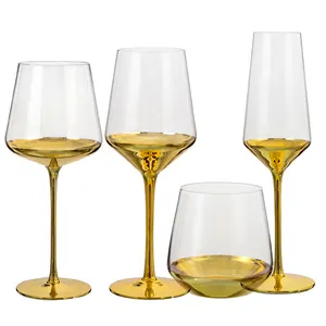 luxury Drinking Glassware crystal Gold Champagne white Wine Glass Goblet wine glasses Set for wedding