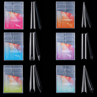 Puntas de Uñas Extra Largas Tipo Ataúd, 120 Piezas/Caja, 5XL, Transparentes, Cuadradas, Tipo Bailarina, de Gel Suave