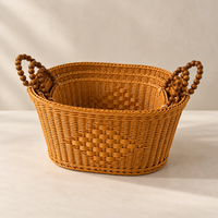 Panier de rangement pour articles divers, aspect naturel moderne, en PP durable, imitation rotin, pour le bureau et le rangement d'objets de petite taille, et l'organisation de la maison