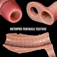 Halbtransparente Penis-Hülle für Männer, Tragbare Verlängerung mit Verstärkter Dicke, Wolfszahn-Design, Sperma-Blockierring, Silikonhülle LM-T870