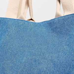 Women's <b>Large</b> Open Top Magnetic Closure Cotton <b>Canvas</b> Tote <b>Bag</b> with Embroidery Custom Logo Blue Winter Travel Beach DIY Options - Product Image 3