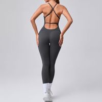 Nouvelle combinaison de yoga une pièce sexy pour femme, avec bretelles croisées réglables et dos nu, idéale pour le fitness et l'entraînement (collection 2026)