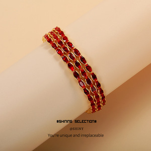 Fashion Cuff <b>Bracelet</b> <b>Red</b> Zircon Gold Plated Party Jewelry Women's Accessories - Product Image 1