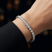 Bracelet tennis en diamant CVD cultivé en laboratoire, taille ronde 10 carats, 4 mm, quatre griffes, or blanc massif 18 carats, 6,5 pouces, bijoux fins sur mesure