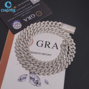 Hot Sale Men's 925 Silver Rhodium Plated Moissanite Cuban Chain <b>Necklace</b> Full Inlaid <b>Statement</b> Hip Hop Jewelry GRA Certified - Product Image 1