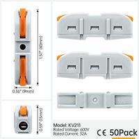 Connecteurs à levier pour fils de cuivre, 1 conducteur, raccordement compact en ligne, 24-12 AWG (Orange), 32A, puissance nominale 600V, certifié CE