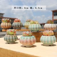 Nouveaux pots à plantes succulentes en céramique écologiques en forme de citrouille, créatifs, uniques, avec glaçure craquelée arc-en-ciel, mignons petits pots