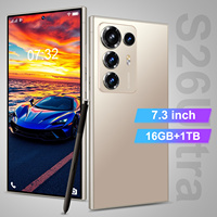 Téléphone portable débloqué double SIM en gros S26 Ultra 7,3 pouces Deca Core 1 To de stockage 16 Go de RAM Smartphone 5G pour le jeu et l'utilisation professionnelle