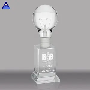高品质廉价定制K9透明水晶奖灯泡奖杯纪念品礼品