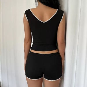 Abbigliamento da donna elegante alla moda personalizzato Hot Girl stretto dimagrante carino nero a vita bassa in pizzo di cotone Mini Shorts Pour Femmes - Product Image 4