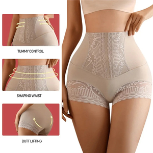 Pantalon sculptant sans couture pour <span class=keywords><strong>femme</strong></span>, taille haute, effet ventre plat et rehausseur de hanches, en dentelle et soie respirante, avec effet serre-taille - Product Image 6