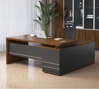 Bureau d'Ordinateur Moderne Style Simple en Panneaux de Bois MDF en Forme de L avec Meuble Latéral pour Bureau à Domicile