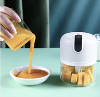 Mini picadora de ajo eléctrica, procesador de alimentos inalámbrico portátil con cuchillas de acero inoxidable, trituradora de ajo recargable por USB