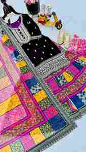 Designer <b>Velvet</b> Embroidery Coding Sequence Work Top Sharara With Dupatta Wine Best Quality Collection - Product Image 3