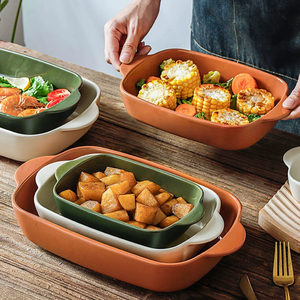 Plat de cuisson en céramique four électrique rectangulaire en céramique plat spécial <span class=keywords><strong>fromage</strong></span> risotto bol de cuisson plaques de cuisson pour restaurant - Product Image 2