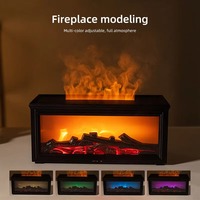 Diffuseur d'arômes créatif 280 ml avec effet flamme de cheminée, veilleuse LED, humidificateur d'air ultrasonique avec télécommande pour chambre à coucher et maison