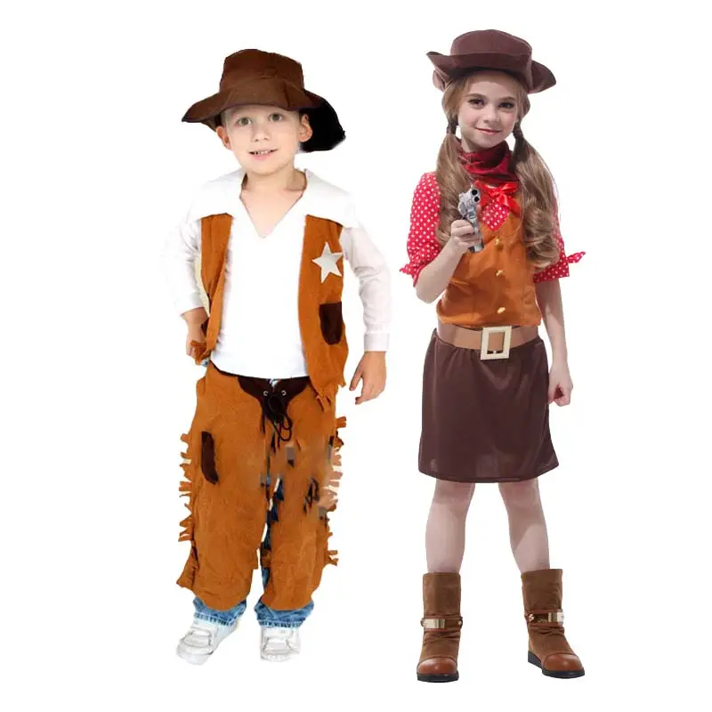 Conjunto de roupas cosplay menina, dia das bruxas, carnaval, cowboy, fantasia HCBC-047