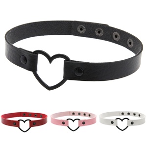 Collana <span class=keywords><strong>Girocollo</strong></span> a Cuore in Pelle Nera Stile Punk Goth - Product Image 3